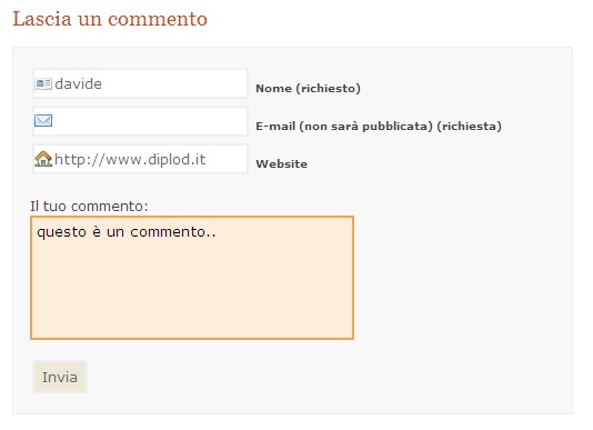 Form commenti