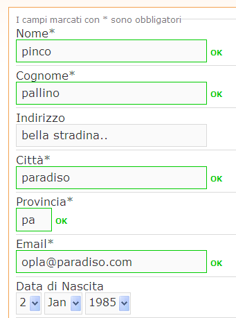 Form validato