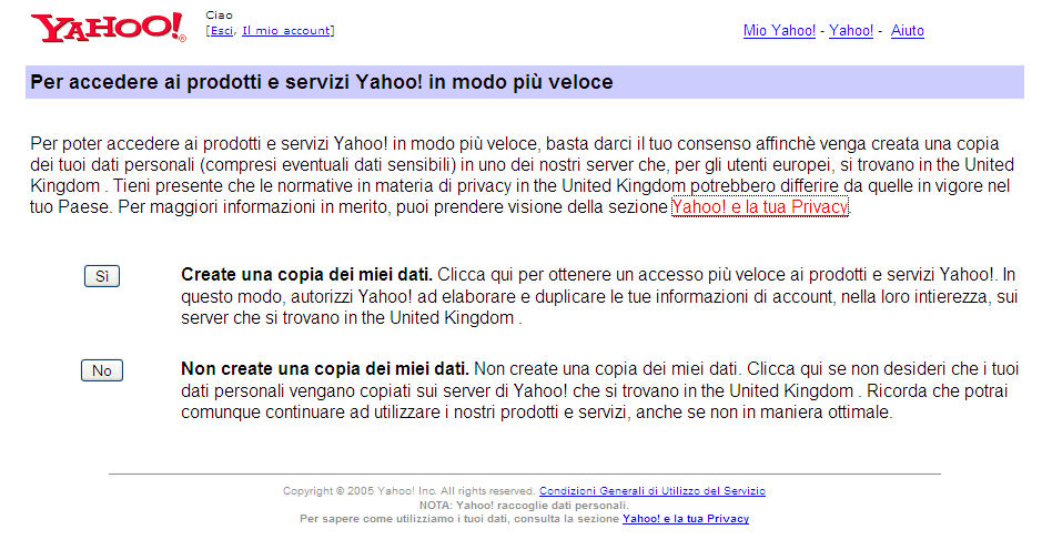Yahoo dati personali